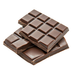 Fototapeta premium Dark chocolate bar stacked on a clean white background showcasing its rich texture and shine, Chocolate Bar on white background