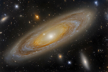 Fototapeta premium Spiral Galaxy Captured in Stunning Detail Against Starry Background