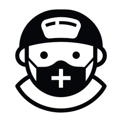 Medical Professionals in Protective Gear - Icon Set