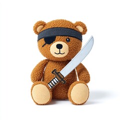 Pirate Teddy Bear with Eye Patch and Sword