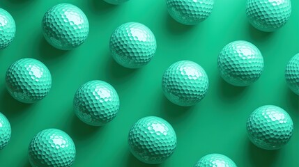 Abstract golf ball patterns on a green background.