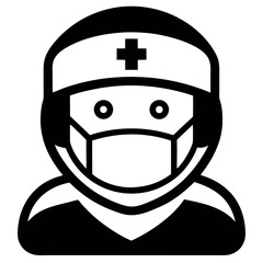 Medical Professionals in Protective Gear - Icon Set