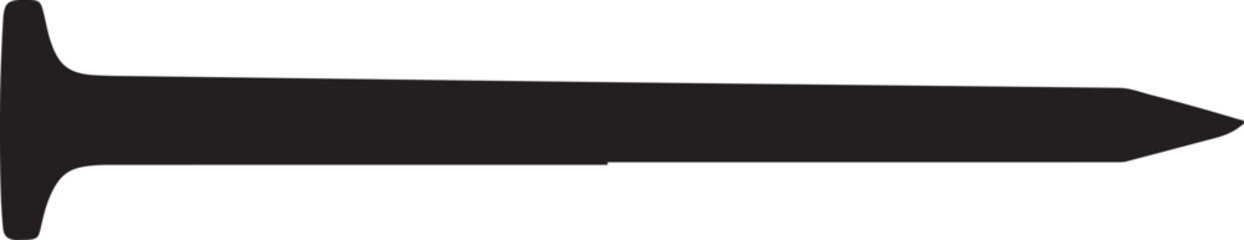 Black Silhouette of a Single Brad Nail Isolated on White