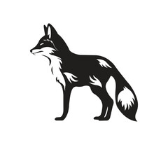 Fox Illustration - Black and White Fox Silhouette Vector Illustration