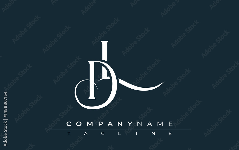 Fototapete initial dl logo design vector. elegant monogram logo design with decorative elements and typography