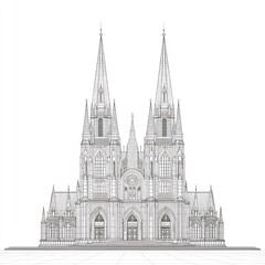 Fototapeta premium Gothic Cathedral with Tall Spires