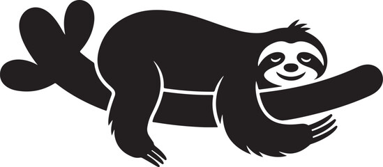 Silhouette of a Sloth Sleeping on a Branch