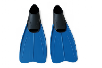 Diving fins colored blue and black, highlighting professional underwater equipment with sleek design for marine exploration