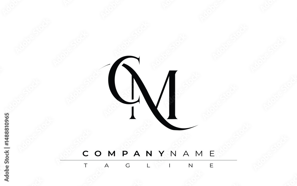 Fototapete initial cm logo design vector. elegant monogram logo design with decorative elements and typography