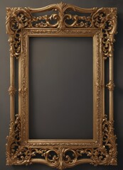 Ornate gold scroll frame, vintage design, royal aesthetic, filigree, royalty