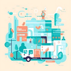 Abstract illustration of a modern medical center