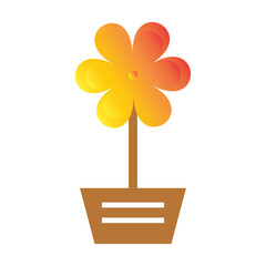 The Colorful flower in the brown tub