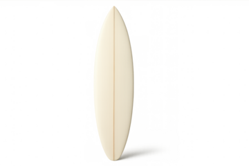 Classic white surfboard standing up on transparent background, ready for surfing and summer adventures