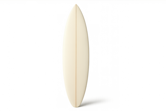 Classic white surfboard standing up on transparent background, ready for surfing and summer adventures