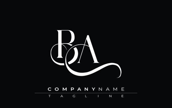 Initial BA Logo Design Vector. Elegant Monogram Logo Design with Decorative Elements and Typography