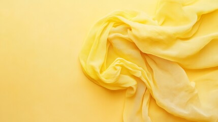 Soft yellow fabric on light background highlighting texture and elegance
