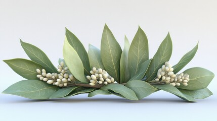 Laurel wreath, light green leaves, white berries