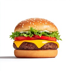 juicy hamburger with lettuce and tomato