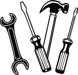 Labor Day Tools Art Silhouette Vector , vector set of tools, industrial, home, building