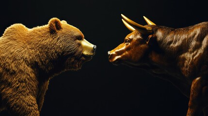 Bear and Bull Facing Off