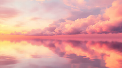 Fototapeta premium Serene Sunset Over Tranquil Ocean with Colorful Reflection in Sky
