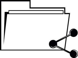 vector illustration drawing black and white icon share computer folder file concept
