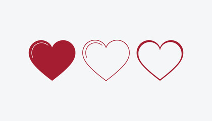 Vector Red heart Shapes with Clean Background, Modern Hearts Collection
