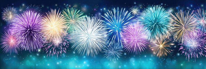 Bright explosions of color illuminate the night as people gather to celebrate independence with fireworks lighting up the skyline in a festive display of patriotism and joy