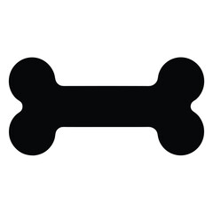 Black Silhouette of a Classic Dog Bone Shape on White Backdrop