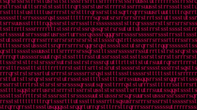 alphabetic characters in ted color on black background