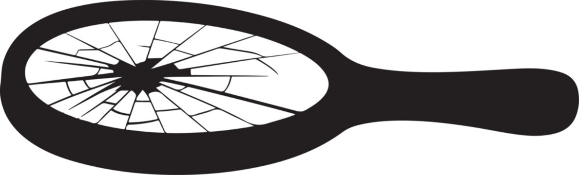 Broken Handheld Mirror Silhouette Illustration