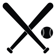Crossed Baseball Bats With Baseball Sports Equipment Graphic, Illustration, Symbol, Icon