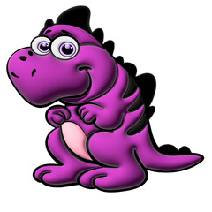 Smiling Purple Cartoon Dinosaur – Kids Character Illustration