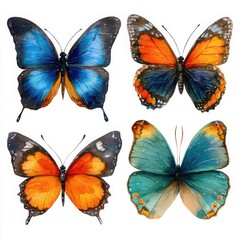 Obraz premium A set of four vibrant and colorful butterflies captured in exquisite detail