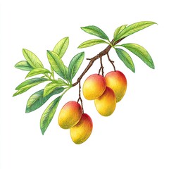 Mango Tree Branch with Fruits