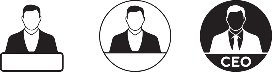 Businessman Icon Set Profile, Placeholder, and CEO Label