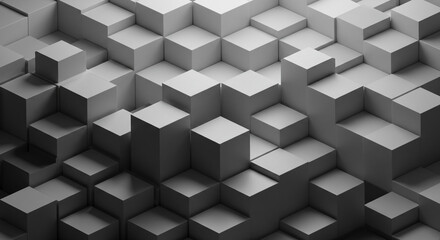 Fototapeta premium Abstract texture design abstract cubic background gray scale geometric shapes texture wallpaper design render illustration art blocks
