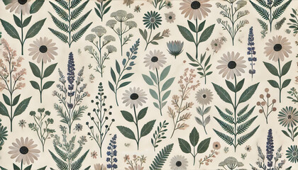 Scandinavian floral pattern with cottagecore aesthetic

