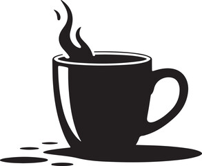 Hot Coffee Mug Steaming Icon Black Silhouette