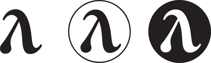 Lambda Symbol Variations Isolated Black and White Designs