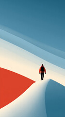 Obraz premium Solitary journey across vast sand dunes under blue sky