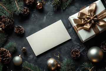 A top view of a card mockup for a charity gala with elegant decorations and details