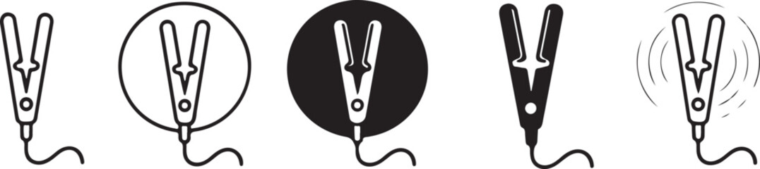 Hair Straightener Icon Set Variations for Design