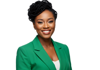 Portrait of a Smiling Black Woman in a Green Blazer Professional Headshot for Business or Media