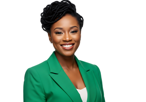 Portrait of a Smiling Black Woman in a Green Blazer Professional Headshot for Business or Media