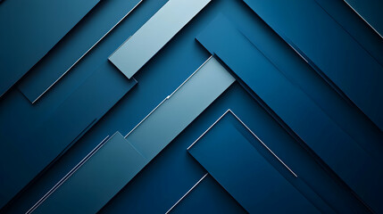 Abstract Blue Layers with Geometric Lines and Depth Perception