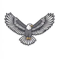 Fototapeta premium Eagle with wings spread wide, on white