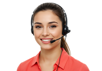 Smiling Customer Service Representative Wearing Headset, Providing Excellent Support and Assistance