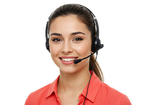 Smiling Customer Service Representative Wearing Headset, Providing Excellent Support and Assistance