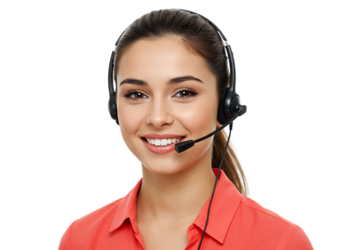 Smiling Customer Service Representative Wearing Headset, Providing Excellent Support and Assistance